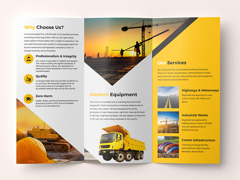 brochure design construction