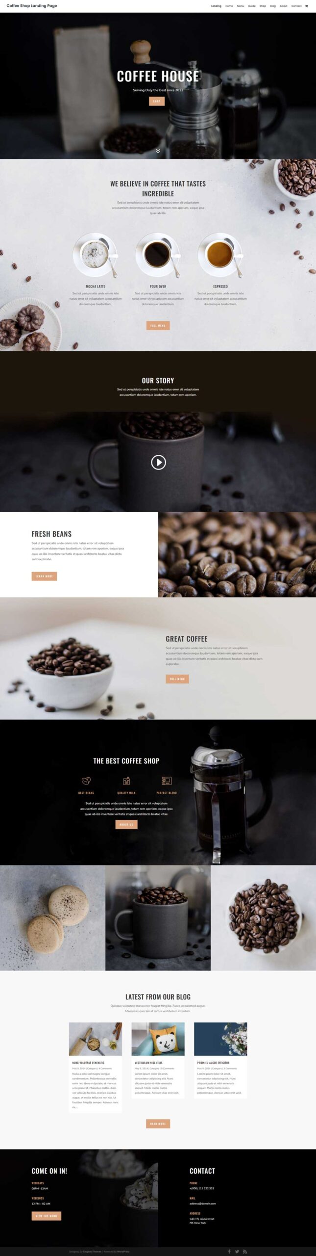 coffee shop  landing page demo